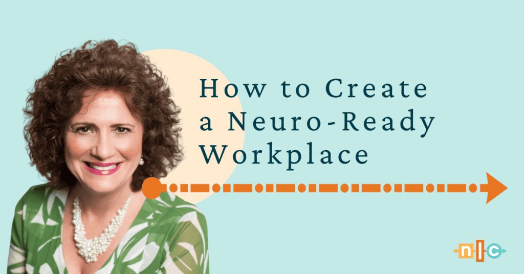 Image of Vicky Westra a white woman with curly shoulder length brown hair pictured next to the words How to Create a Neuro Ready Workplace