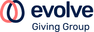 Evolve Giving Group logo with the words in navy blue