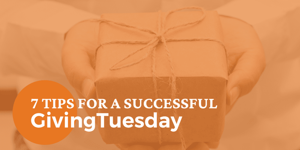 7 Tips for a Successful GivingTuesday (white text against an orange background)