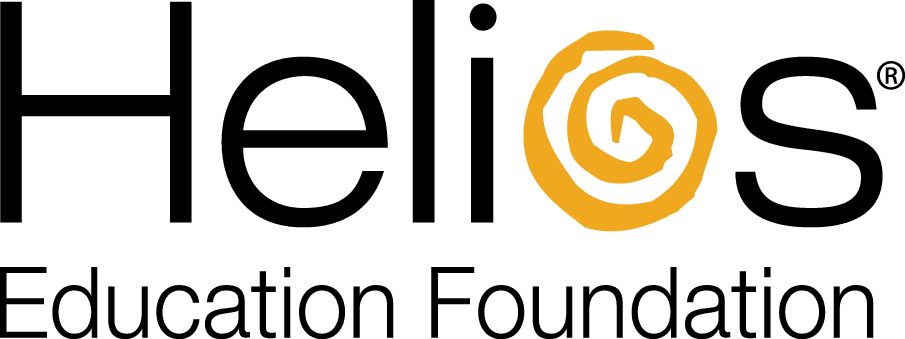 Helios Education Foundation logo in black text with the O in Helios being a yellow spiral
